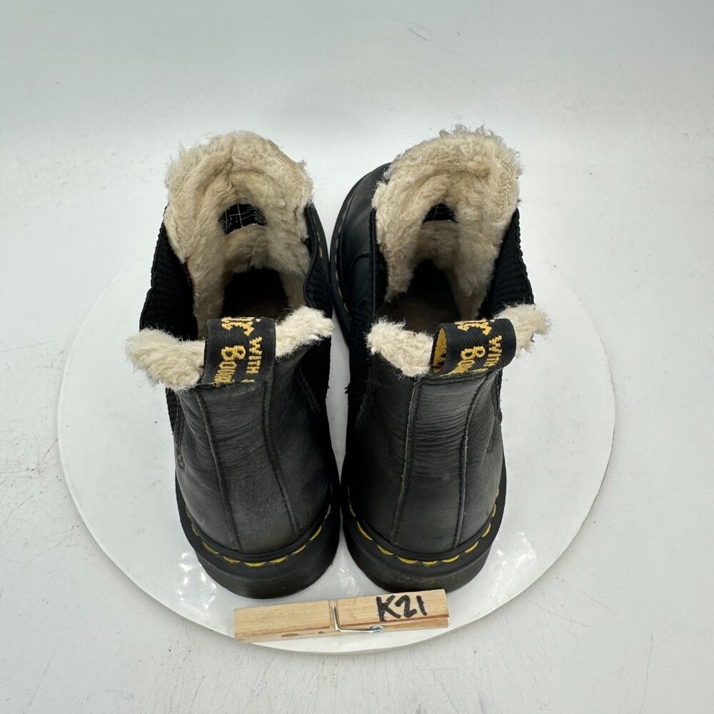 Dr. Martens Leonore Women Size 8 Black Leather Faux Fur Lined Chelsea Boot - Picture 9 of 11